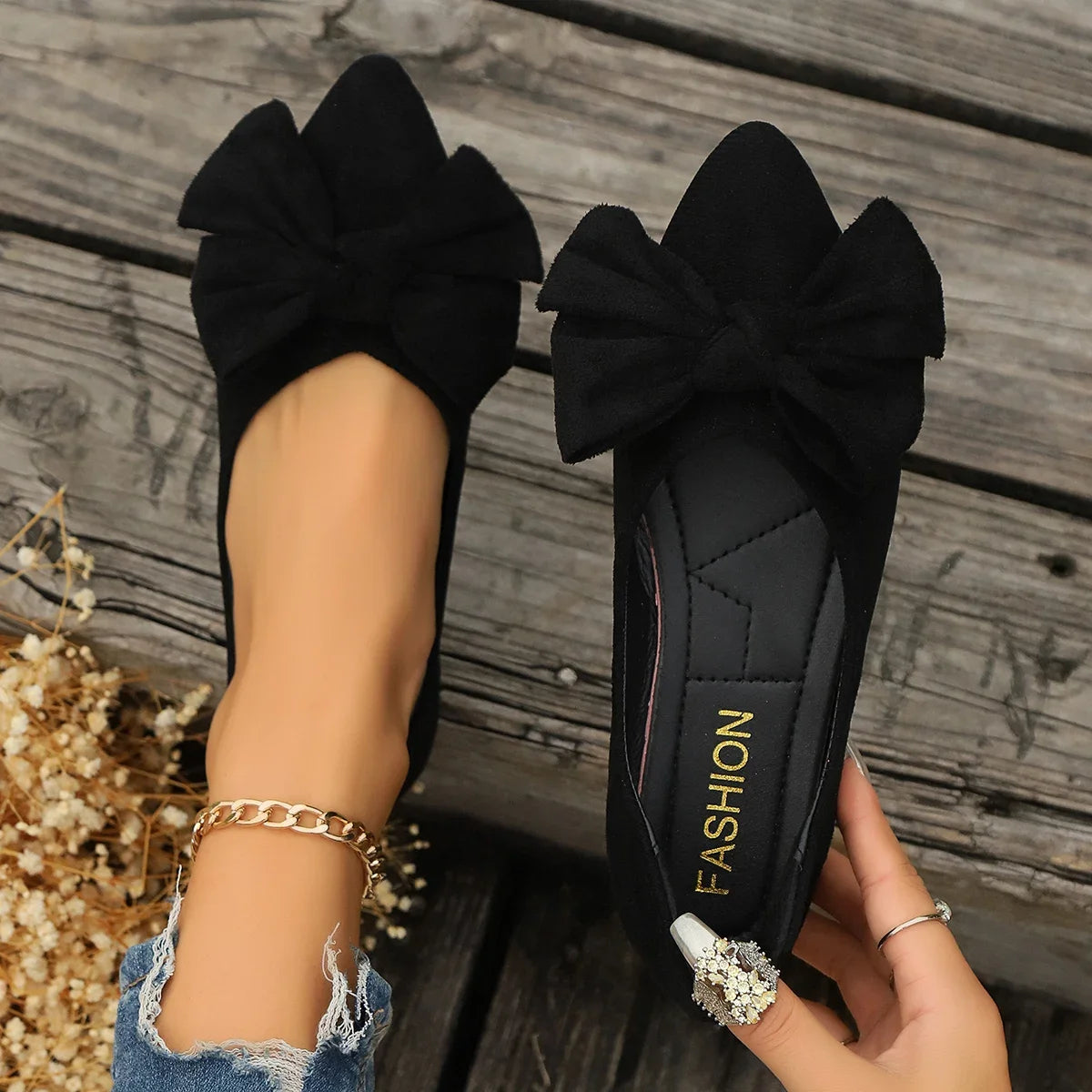 Spring Autumn Fashion Cow Suede Lightweight Women Flat Shoes