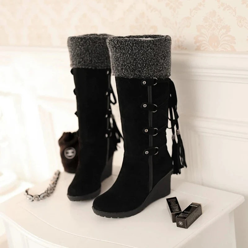 New Winter Fashion Warm Inside Lace Up Long Boots