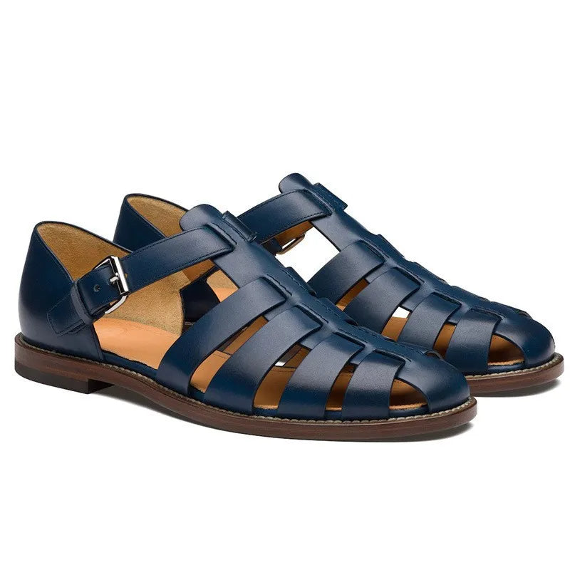 Men's Summer Leather Sandals – Classic Soft Pointed Dress Shoes for Weddings & Outdoor Comfort