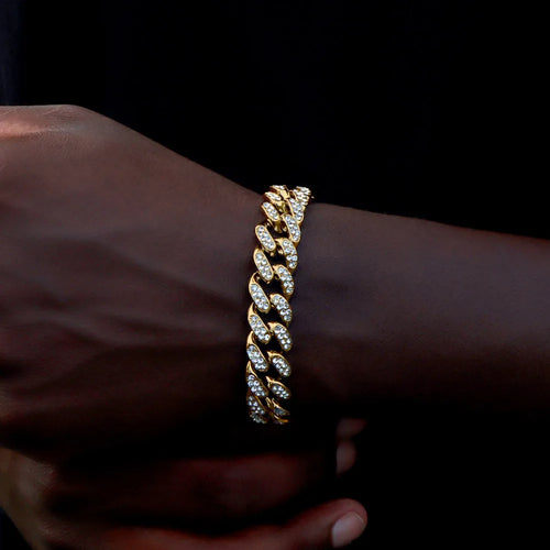 14MM Iced Prong Link Cuban Bracelet – Chunky Miami Hip Hop Jewelry for Men & Women – Full Rhinestone Bling Gift