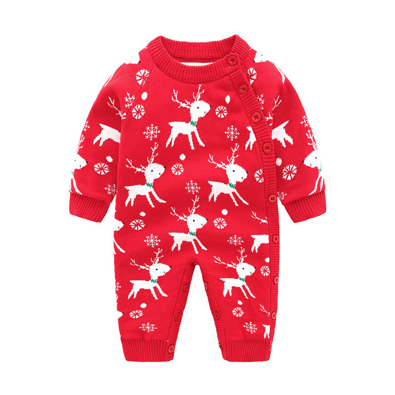 Christmas-Themed Cotton Baby Onesie – Adorable Korean Style for Holiday Cheer