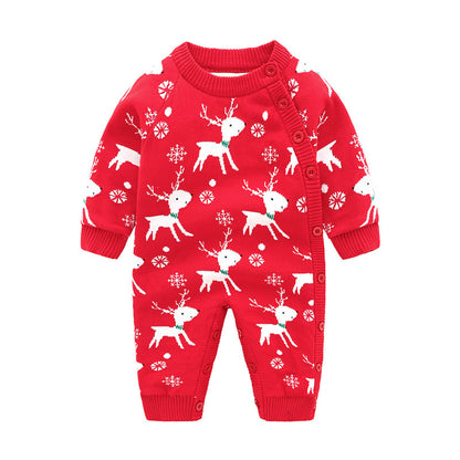 Christmas-Themed Cotton Baby Onesie – Adorable Korean Style for Holiday Cheer