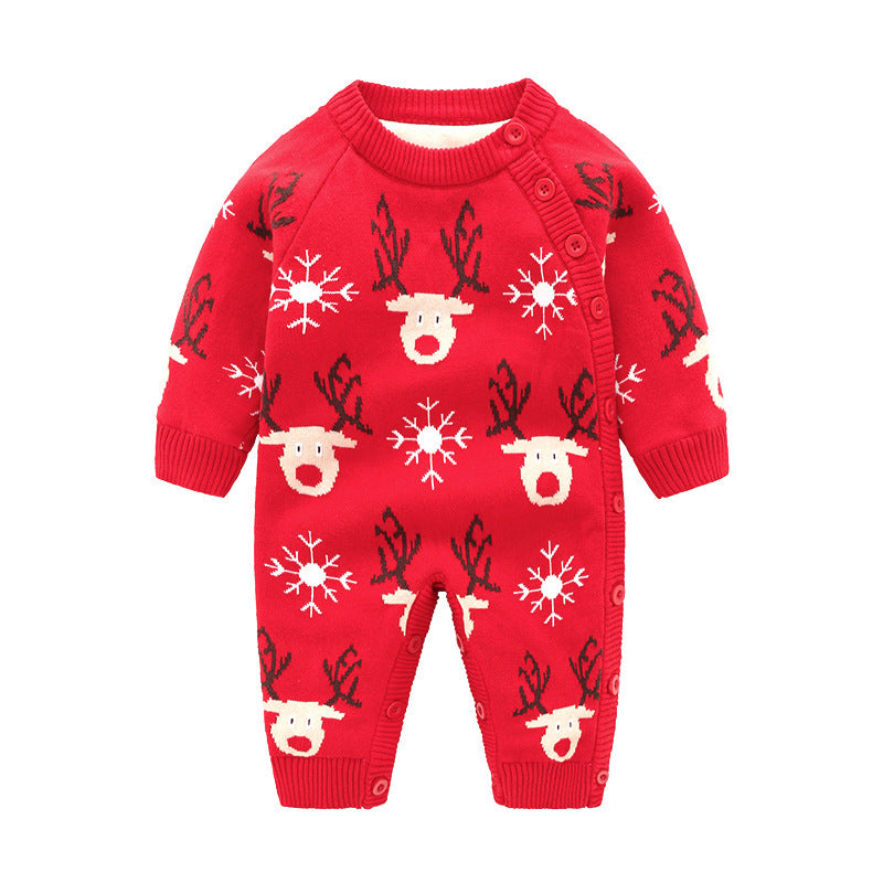 Christmas-Themed Cotton Baby Onesie – Adorable Korean Style for Holiday Cheer
