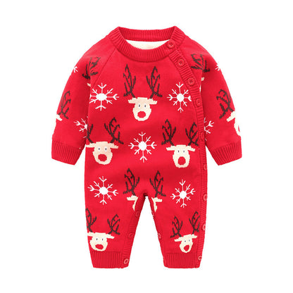 Christmas-Themed Cotton Baby Onesie – Adorable Korean Style for Holiday Cheer
