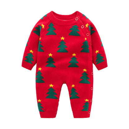 Christmas-Themed Cotton Baby Onesie – Adorable Korean Style for Holiday Cheer