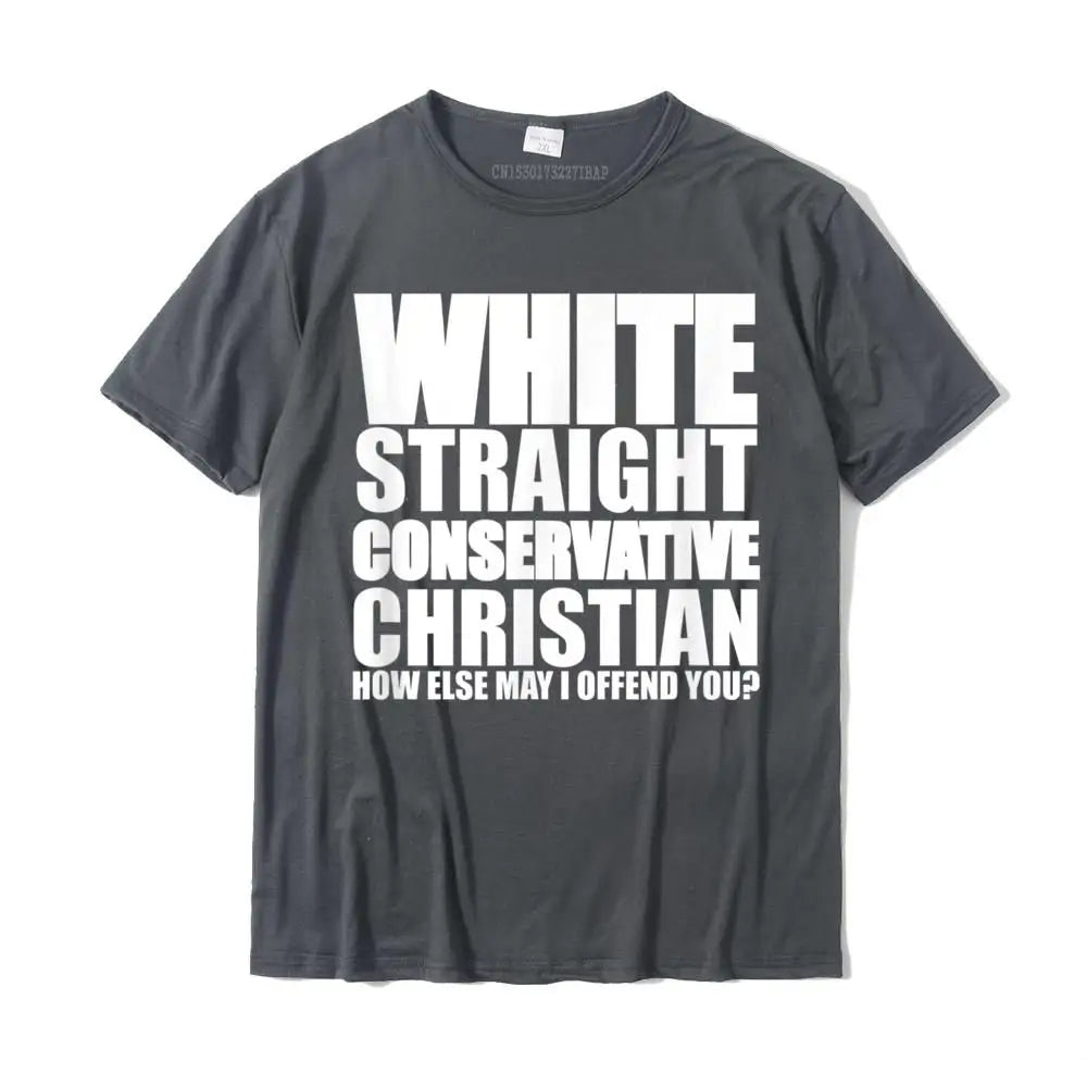 White Straight Conservative Christian T-Shirt – Funny & Simple Style Cotton Tee for Men | Fashionable Family Top