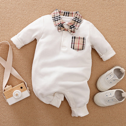 Gentleman Style Cotton Long Sleeve Baby Romper