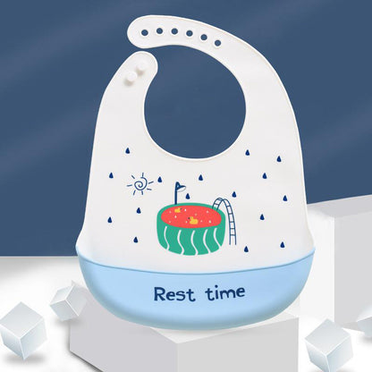 Waterproof Silicone Baby Bib with 3D Food Catcher Pocket – Mess-Free Feeding