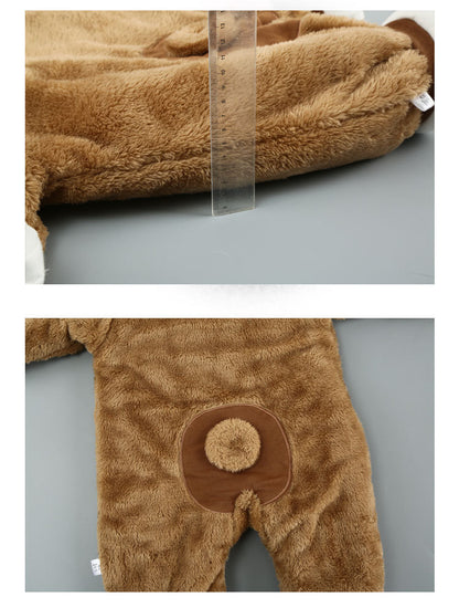 Arctic Velvet Bear Cotton Romper – Winter-Ready One-Piece for Infants