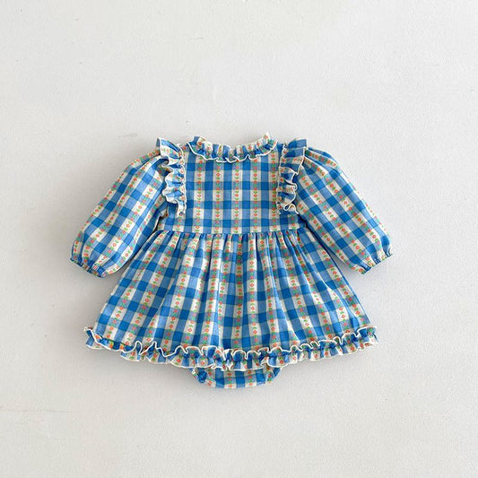 Cozy Plaid Rabbit Fur Cotton Baby Jumpsuit – Spring & Autumn Essential