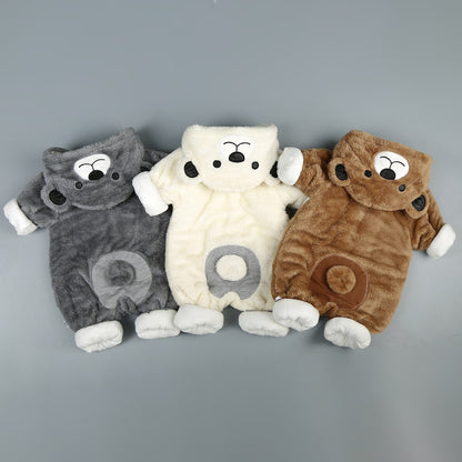 Arctic Velvet Bear Cotton Romper – Winter-Ready One-Piece for Infants