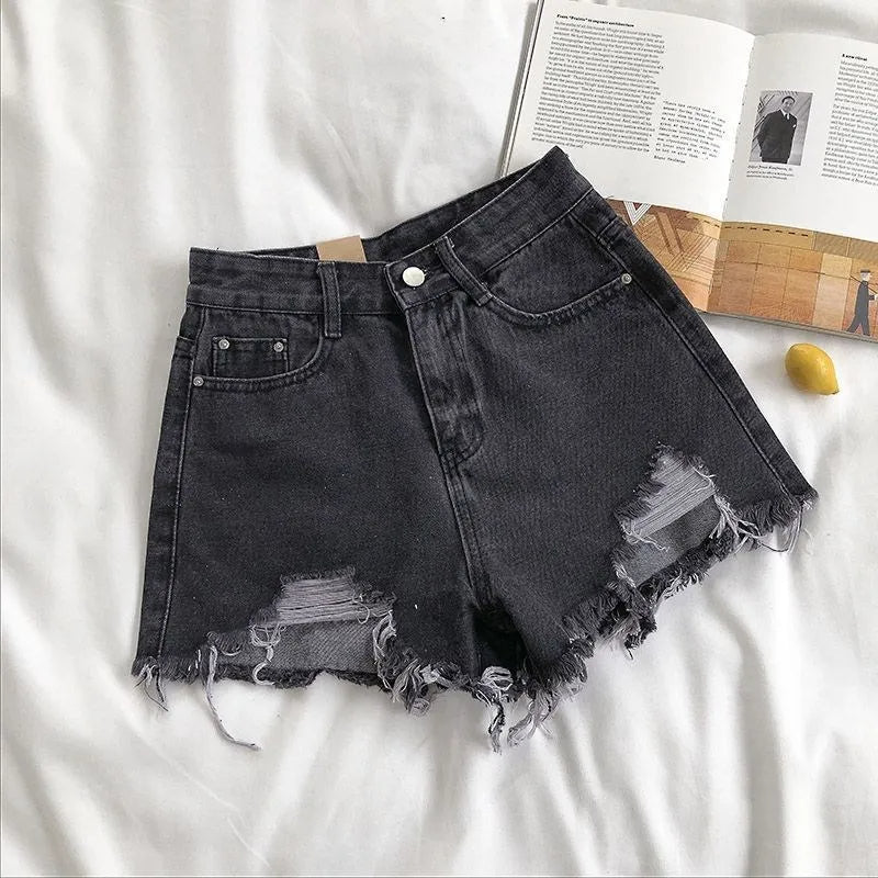 Korean Fashion Ripped Denim Shorts