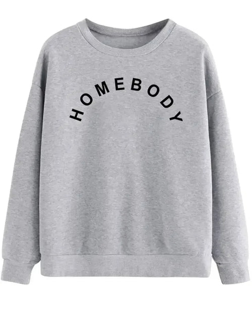 "HOMEBODY" Printed Women's Sweatshirt – Casual Plus Size Winter Top for Women