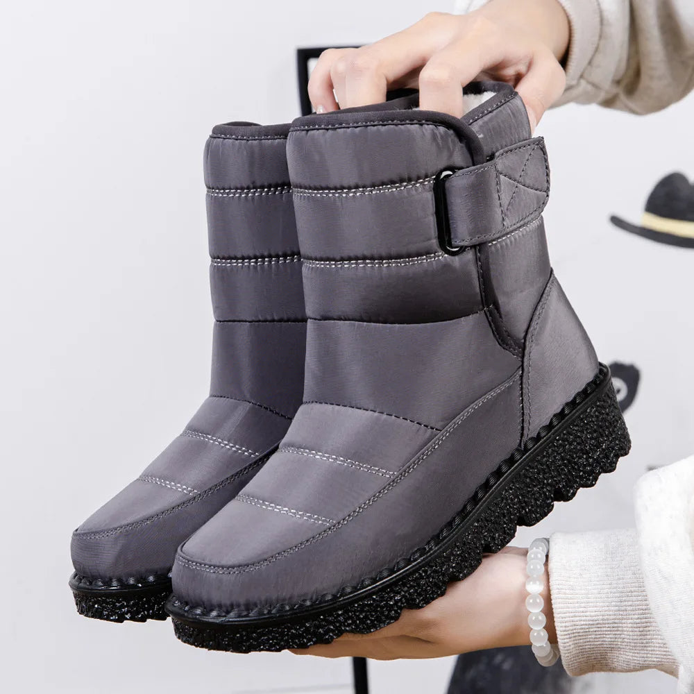 Women's Waterproof Winter Snow Boots – Non-Slip Warm Ankle Boots with Platform Sole & Cotton Padded Lining – Botas De Mujer