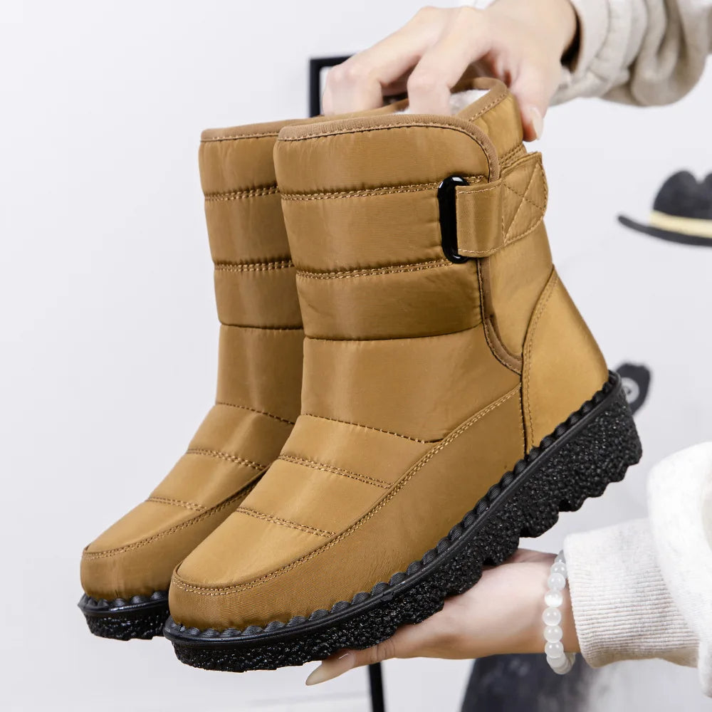 Women's Waterproof Winter Snow Boots – Non-Slip Warm Ankle Boots with Platform Sole & Cotton Padded Lining – Botas De Mujer