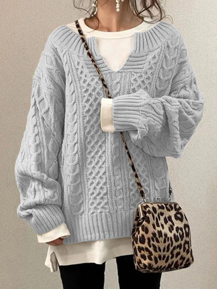 Women Pullovers Knit Sweater – Warm Long Sleeve, Half Open Collar, Retro Office Lady Jumpers for Autumn Winter