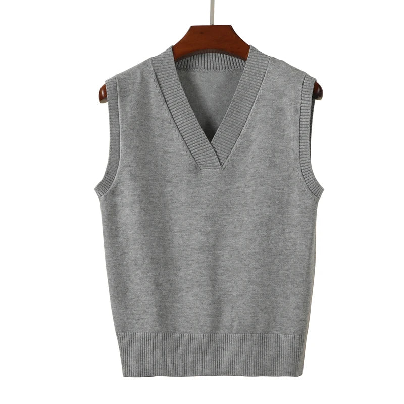 Aesthetic Sweater Blouse for Women – Warm Preppy Style Vest Top, Korean Padded Pullover, Sleeveless Female Clothing