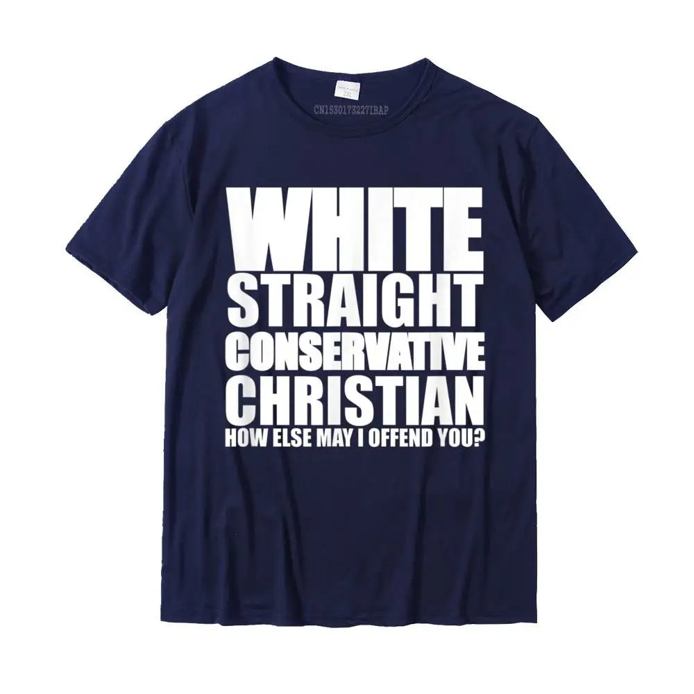 White Straight Conservative Christian T-Shirt – Funny & Simple Style Cotton Tee for Men | Fashionable Family Top