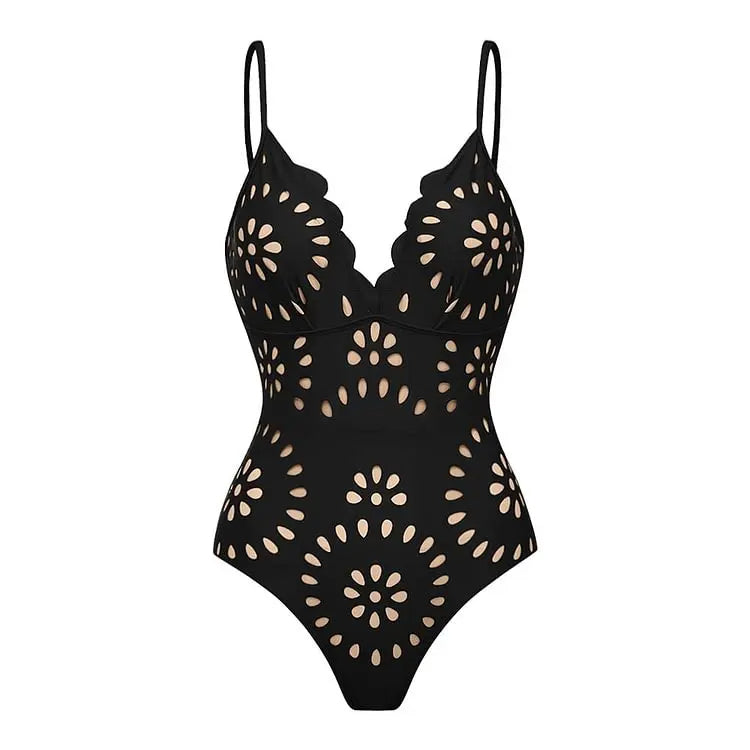 Flower Pattern Hollow Out Sexy Bikini Cover Up Sets