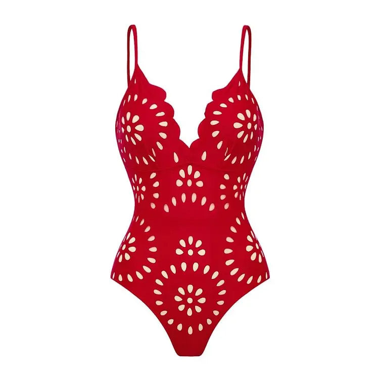 Flower Pattern Hollow Out Sexy Bikini Cover Up Sets