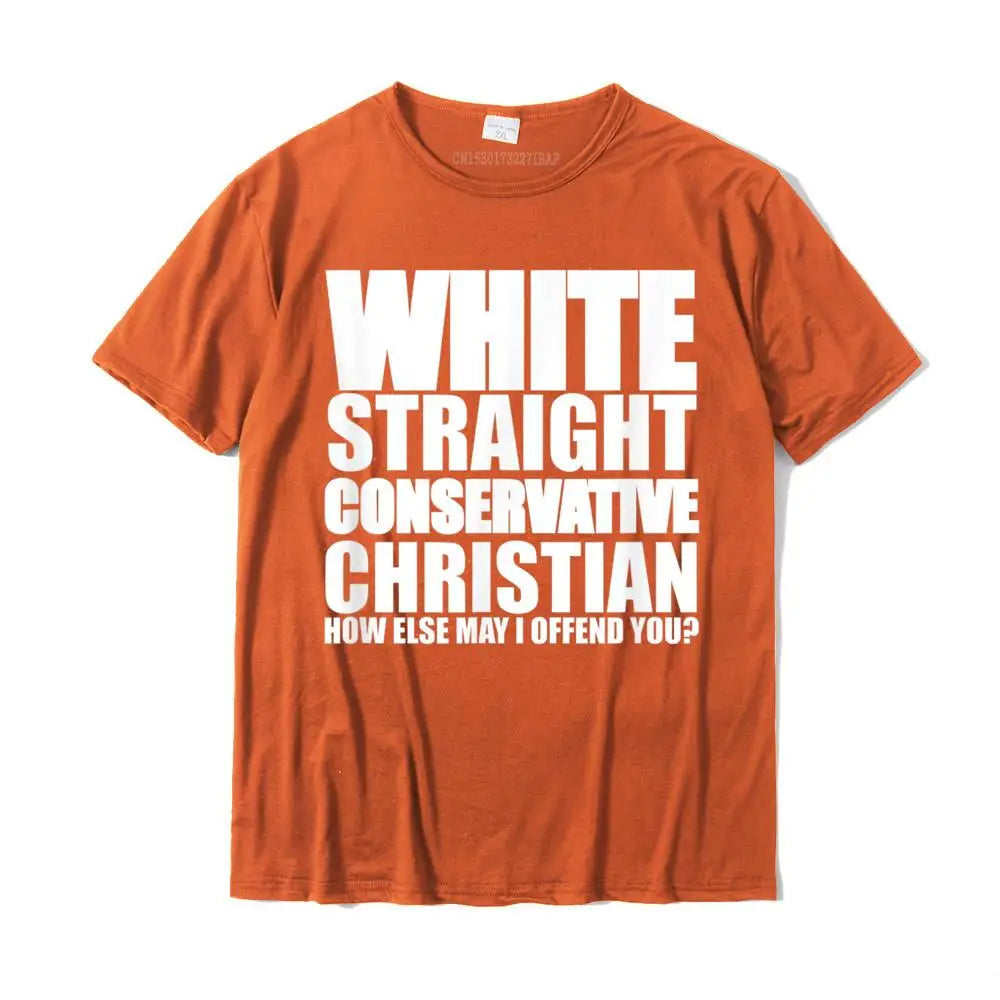 White Straight Conservative Christian T-Shirt – Funny & Simple Style Cotton Tee for Men | Fashionable Family Top