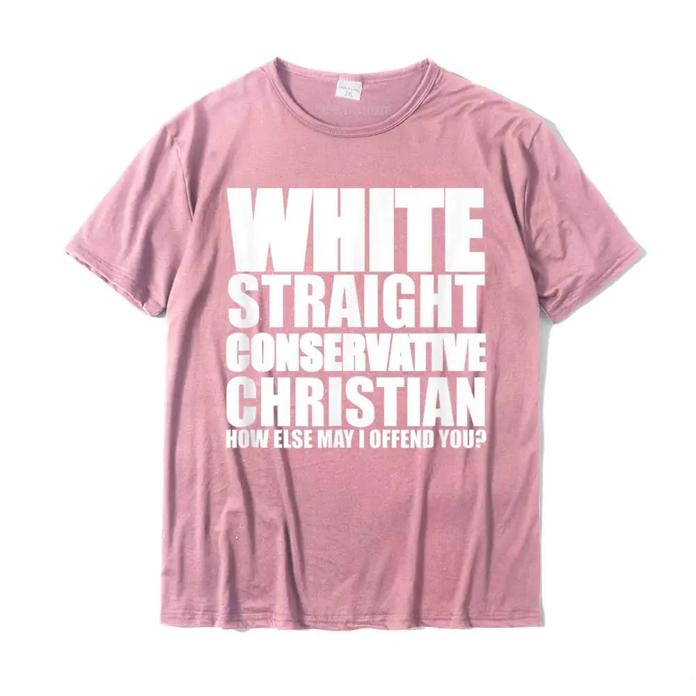 White Straight Conservative Christian T-Shirt – Funny & Simple Style Cotton Tee for Men | Fashionable Family Top