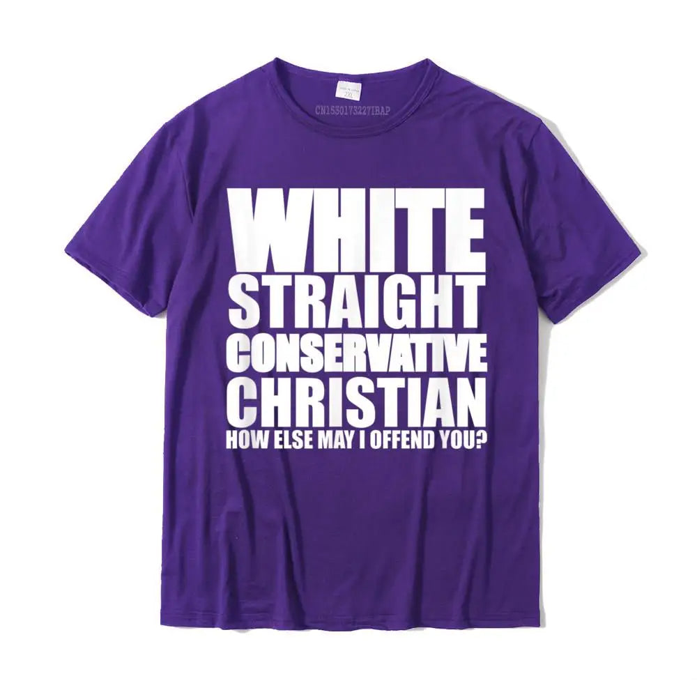 White Straight Conservative Christian T-Shirt – Funny & Simple Style Cotton Tee for Men | Fashionable Family Top
