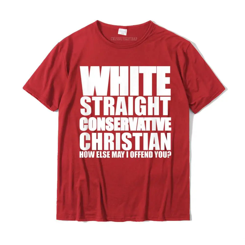 White Straight Conservative Christian T-Shirt – Funny & Simple Style Cotton Tee for Men | Fashionable Family Top