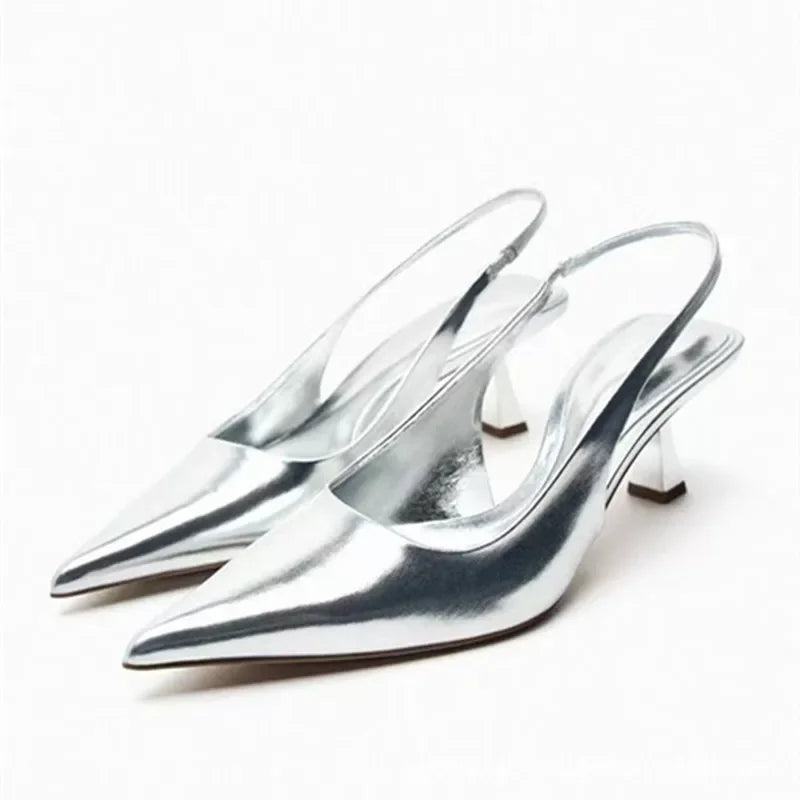 2025 Women's Embroidered Mesh Pumps – Bead String Slingback Shoes with Stiletto Heel | Sexy Pointed-Toe Fashion Sandals in Black