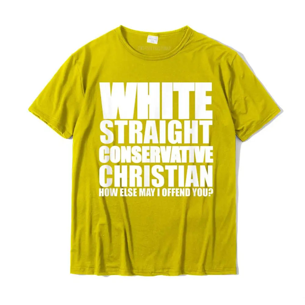 White Straight Conservative Christian T-Shirt – Funny & Simple Style Cotton Tee for Men | Fashionable Family Top